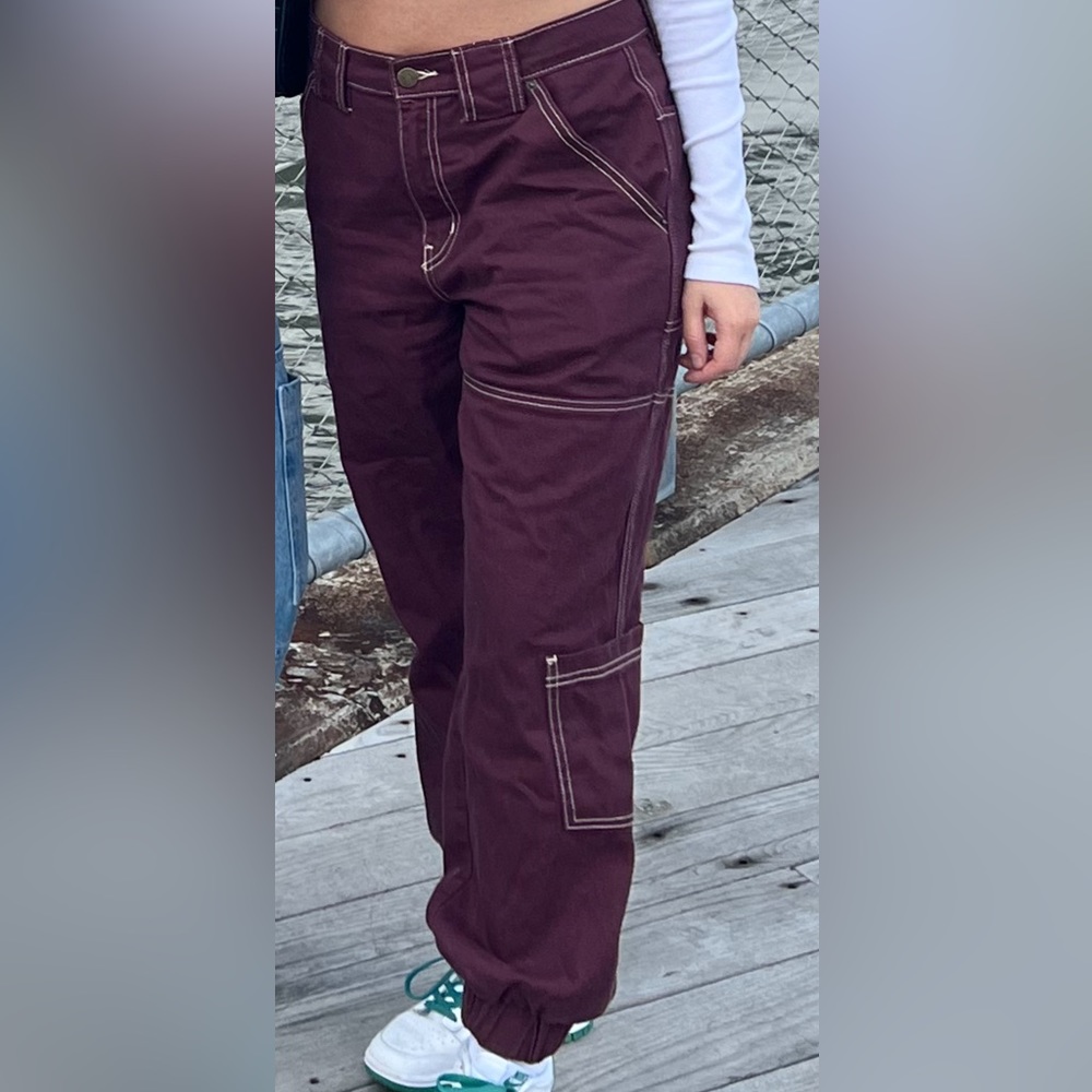 BDG Burgundy Cargo Joggers